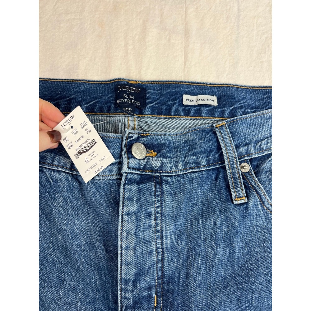 J.Crew Slim Boyfriend Premium Edition Patchwork‎ Jeans Blue 35P - Picture 4 of 8